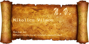 Nikolics Vilmos névjegykártya